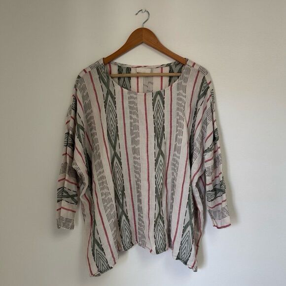 CP Shades Linen Aztec Stripe Top Size Small - Picture 2 of 6
